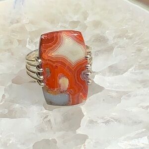 Lake Superior Agate 925 Sterling Silver Ring, Size 9.25
